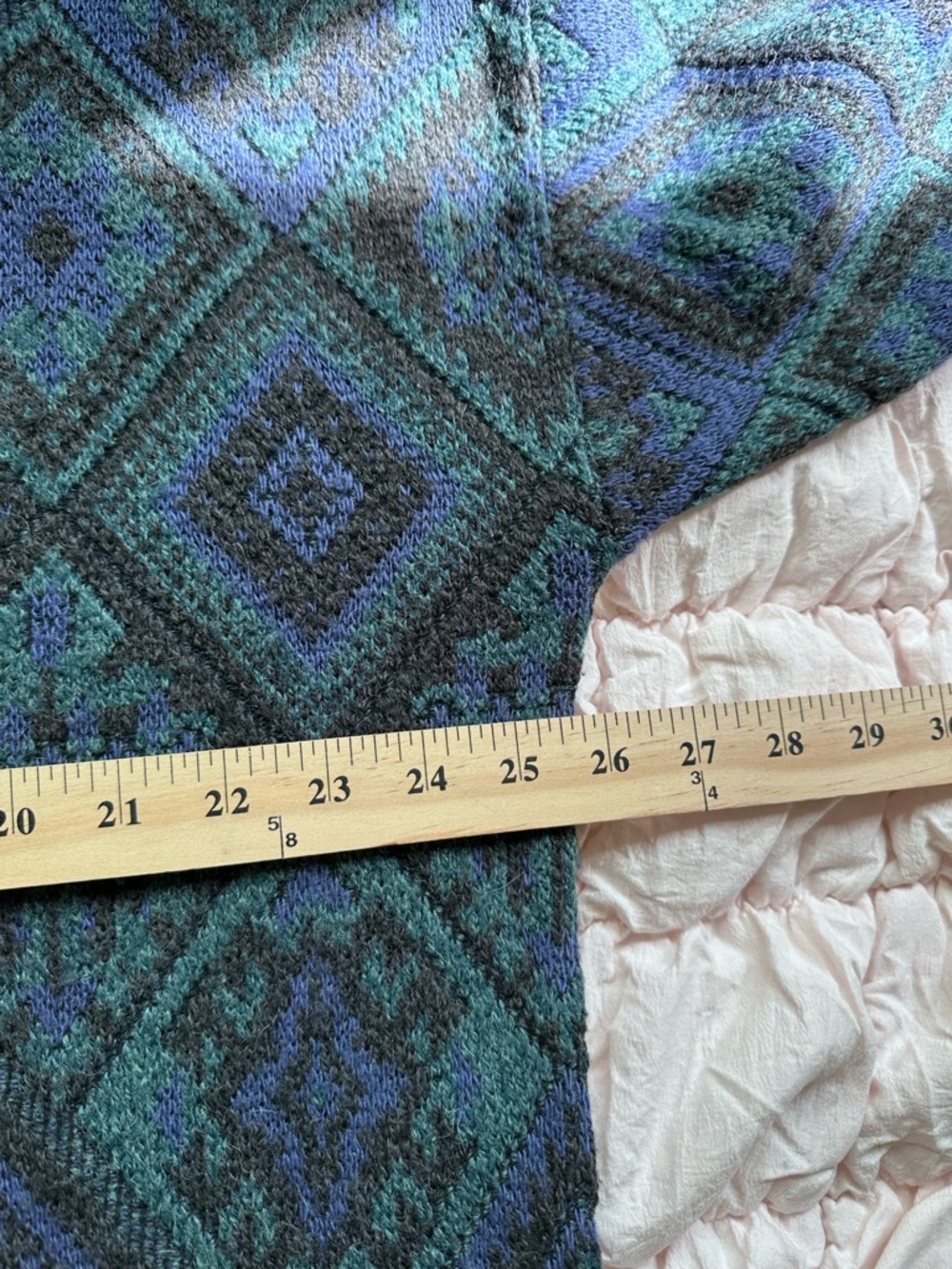 Vintage Alfani Blue Green Geometric Alpaca Blend Sweater XL Tall Italy - Picture 4 of 7
